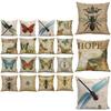 Elegant 18" Butterfly Bees Cotton Linen Pillow Case For Stylish Home Decor