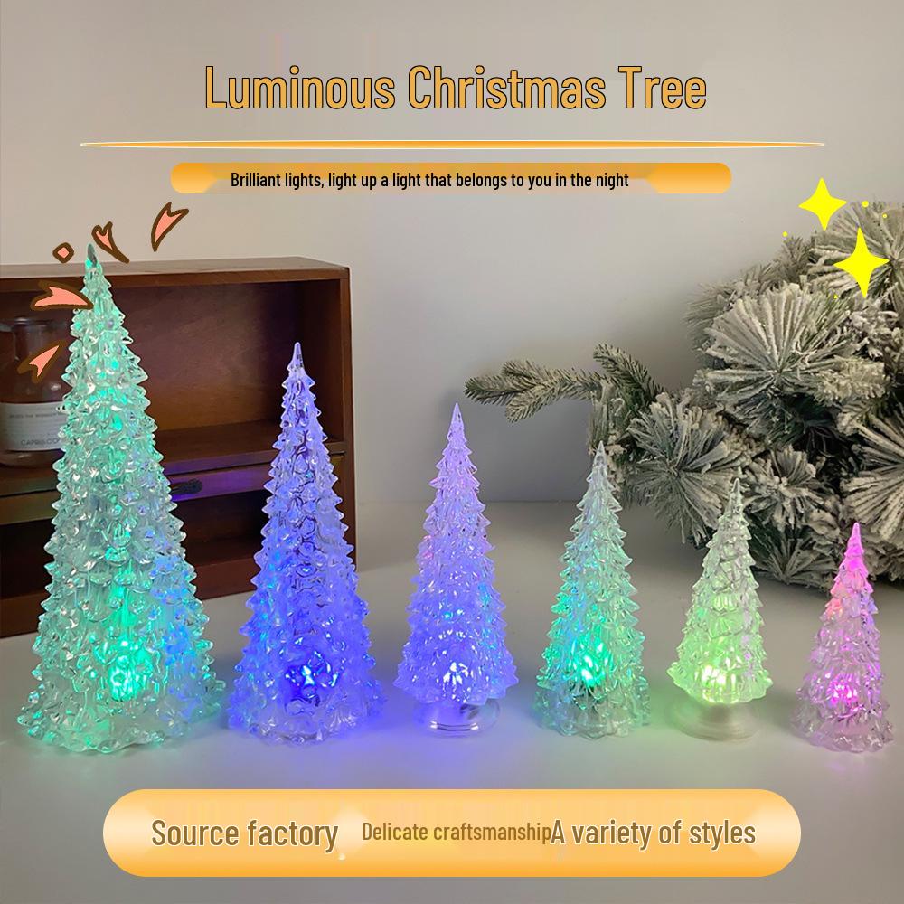 Seven-Color LED Acrylic Christmas Tree Ornament - Heartfelt Gift and Desktop Decoration
