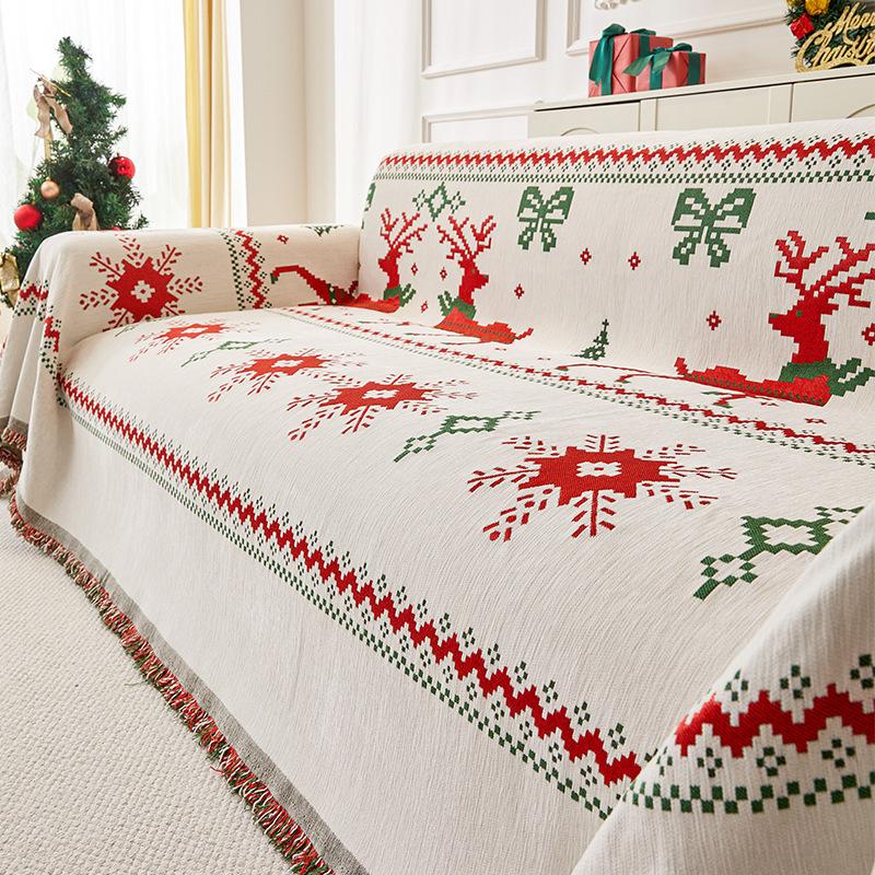 

Рождественский стиль Толстое шенилловое полотенце для дивана Осень и зима Противоскользящий плед для дивана для дома Мягкие чехлы для углового дивана против грязи 180x130cm