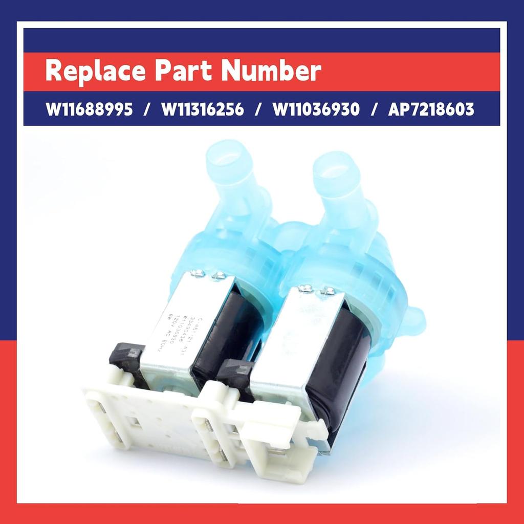 W11688995 Washer Water Inlet Valve Replacement for Whirlp for Maytag Washing Machine Cold Water Valve Replace W11316256 W11036930 AP7218603