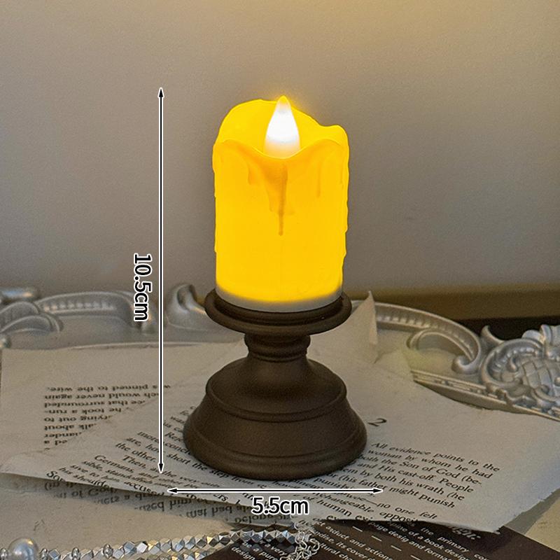 3 Stück LED Retro Kerzenständer Reißkerze Schreibtisch Weihnachtsdekoration Simulation Retro Kerzenförmige Verzierung Weihnachtsschmuck