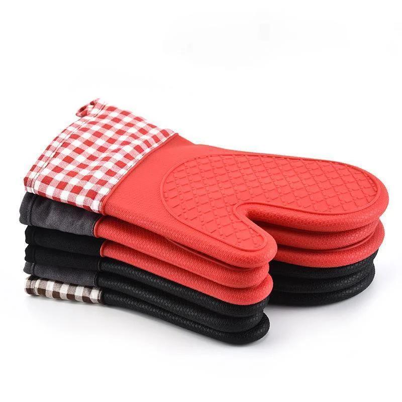 One piece Silicone Microwave Gloves BBQ Gloves One Piece Oven Baking Cooking Tool Baking Hot Pot Mitts Heat Resistant Kitchen
