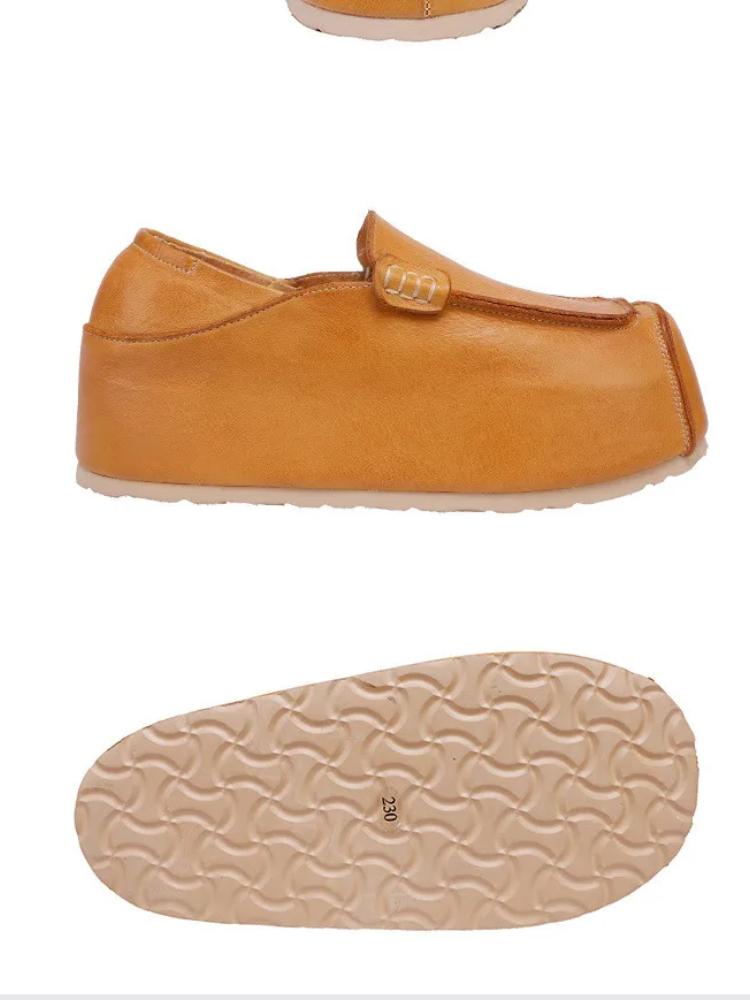 Johnature Genuine Leather Invisible Height Increasing Shoes Retro Handmade Flat Platform Shoes