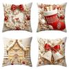 4PCS Tree Flower Christmas Pillow Covers New Year Snowman Pillow Cover Throw Cushion Case  Home