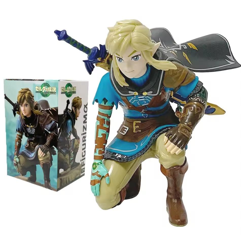 Anime 12CM Legend Of Zelda Link Kingdom Of Tears Squatting Position Figure Statue Game Pvc Handheld Models Toy Ornaments Gifts