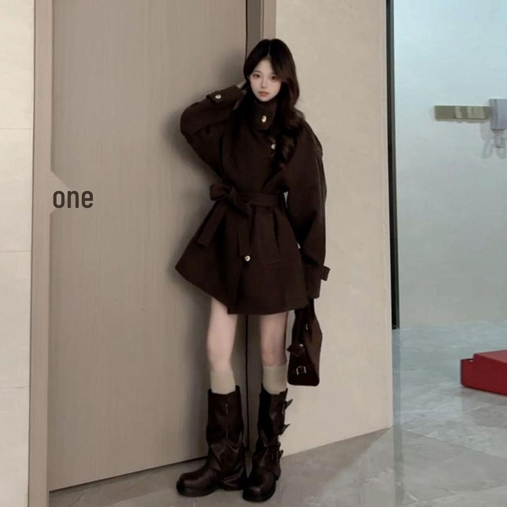 Women's Elegant Woolen Coat - Korean Style, High-End Design for Autumn/Winter 2026