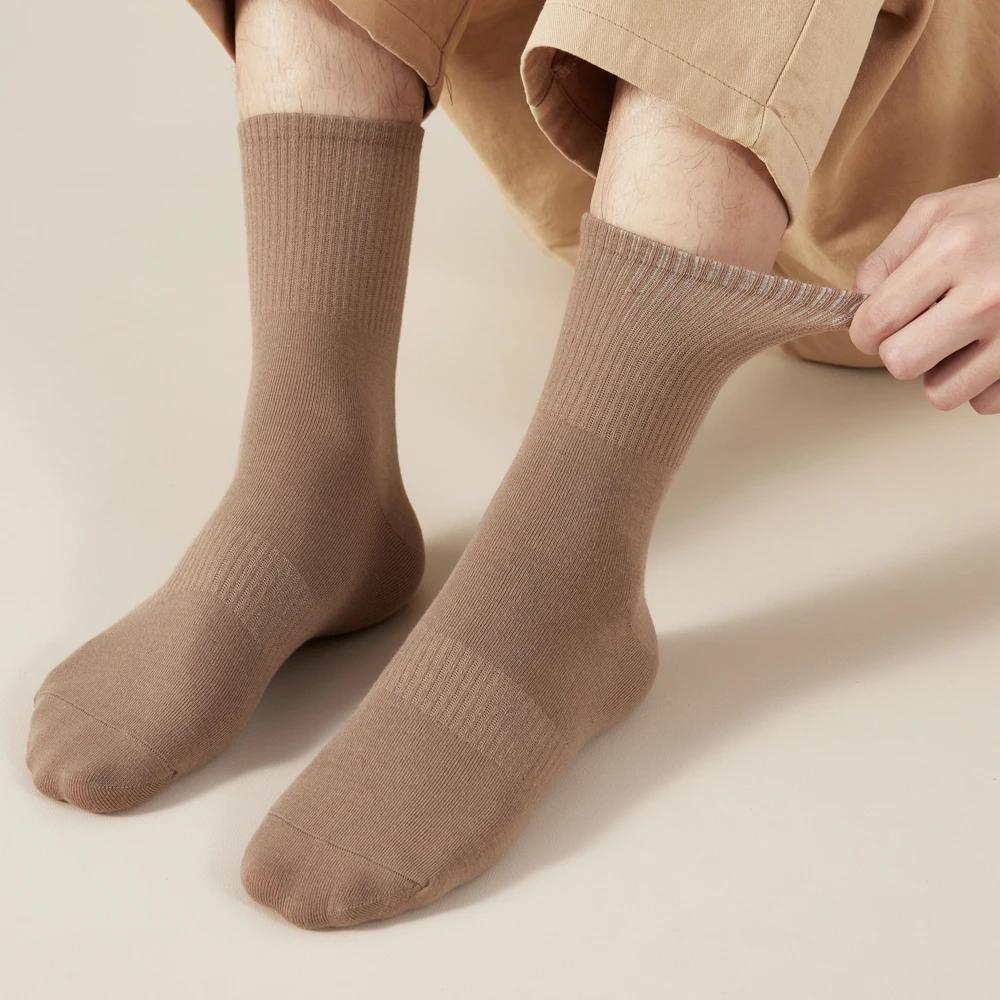5 Pairs Men Socks High Tube Sports Socks Anti-slip High Quality Cotton Crew Socks 5 Pack Set Spring Business Work