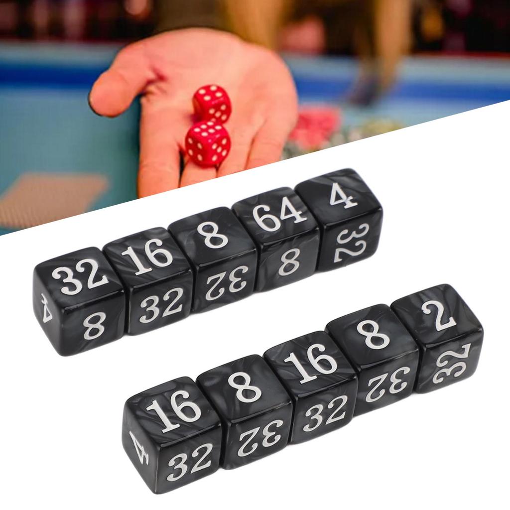 30PCS Number Dice Six Sided Multiples of 2 Number Plastic Light Weight Portable Dice   for Teaching Board Games