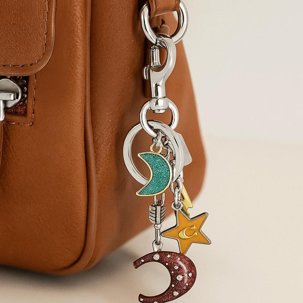Flower Design Zinc Zinc Alloy Moon Stars Keyring Zinc Zinc Alloy Moon Stars Bags Pendant  Women Accessories