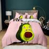 Set cuvertură de pilota cu avocado Set de lenjerie de pat cu fructe drăguțe Husă de cuvertură Queen Tropical Botanic Cuvertură din poliester cu desene animate