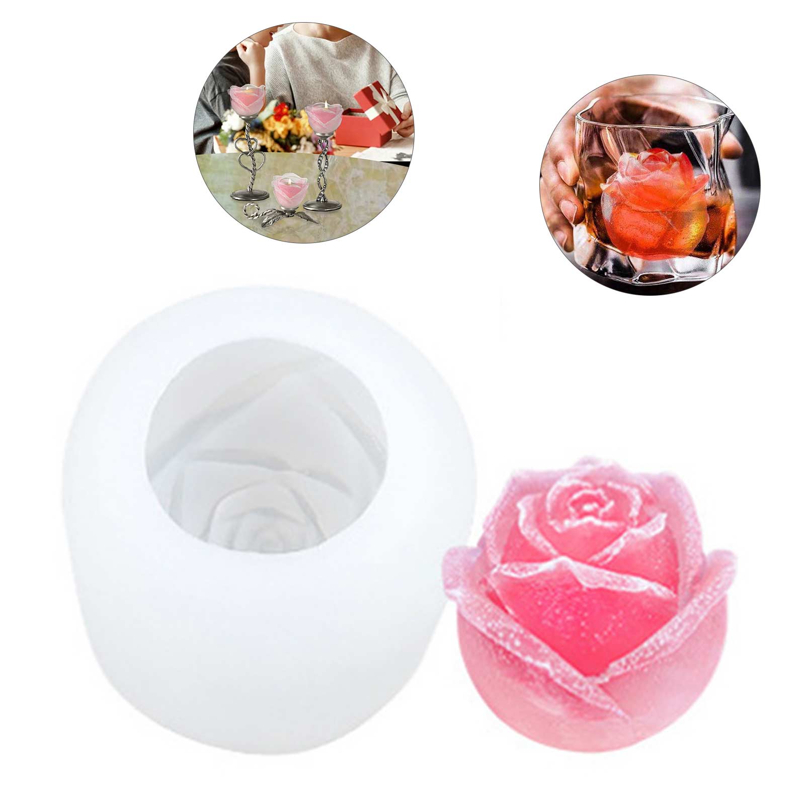 

4 шт. Формы для льда в форме розы Силиконовая форма для замораживания шоколада, свечей Белая Type 1