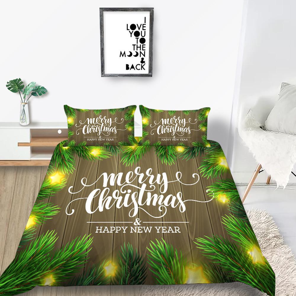 Christmas Gift Quilt Cover Pillowcase Two Or Three Piece Set 3D Digital Printing Polyester