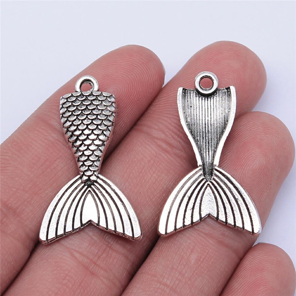 10pcs Charms Lovely Mermaid Antique Bronze Silver Color Plated Pendants Making DIY Handmade Tibetan Jewelry