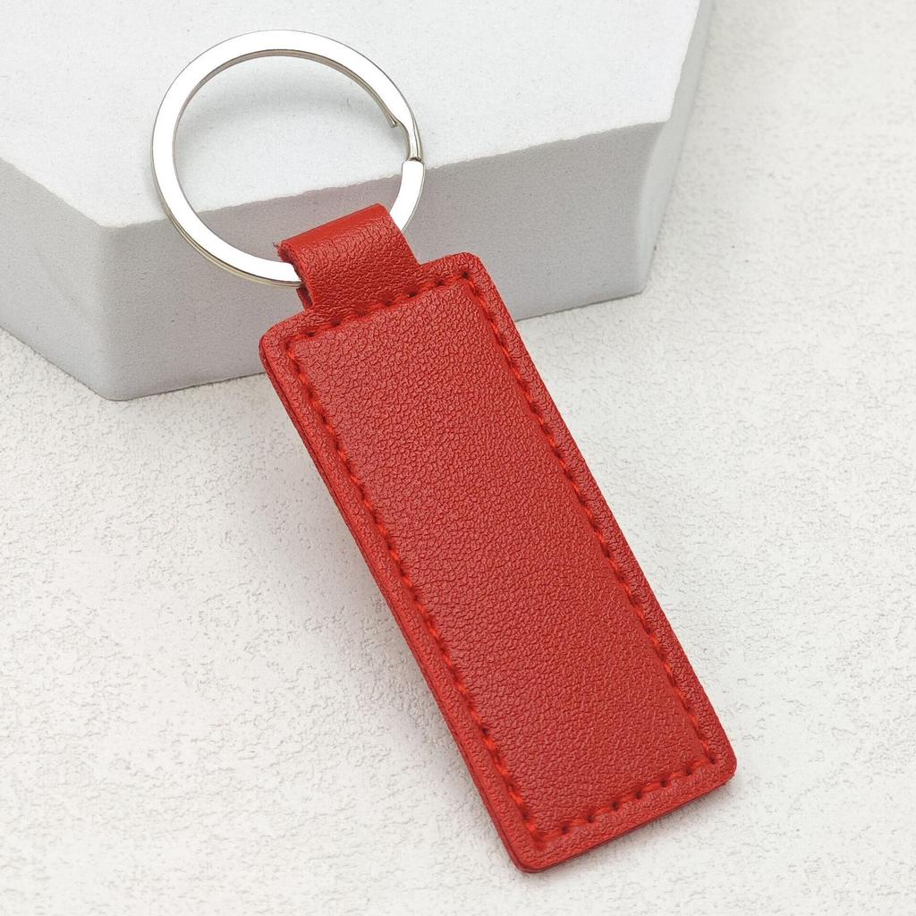 Creative Solid Color PU Leather Keychain with Double-Sided Stitching - DIY Keyring Loop Gift or Bag Pendant