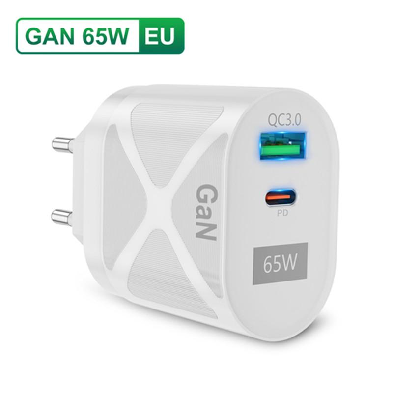 65W GaN USB C Charger Quick Charge KR AU EU US UK Plug PD USB-C Type C Fast Charger For iPhone 15 Xiaomi SamsungS22 Macbook