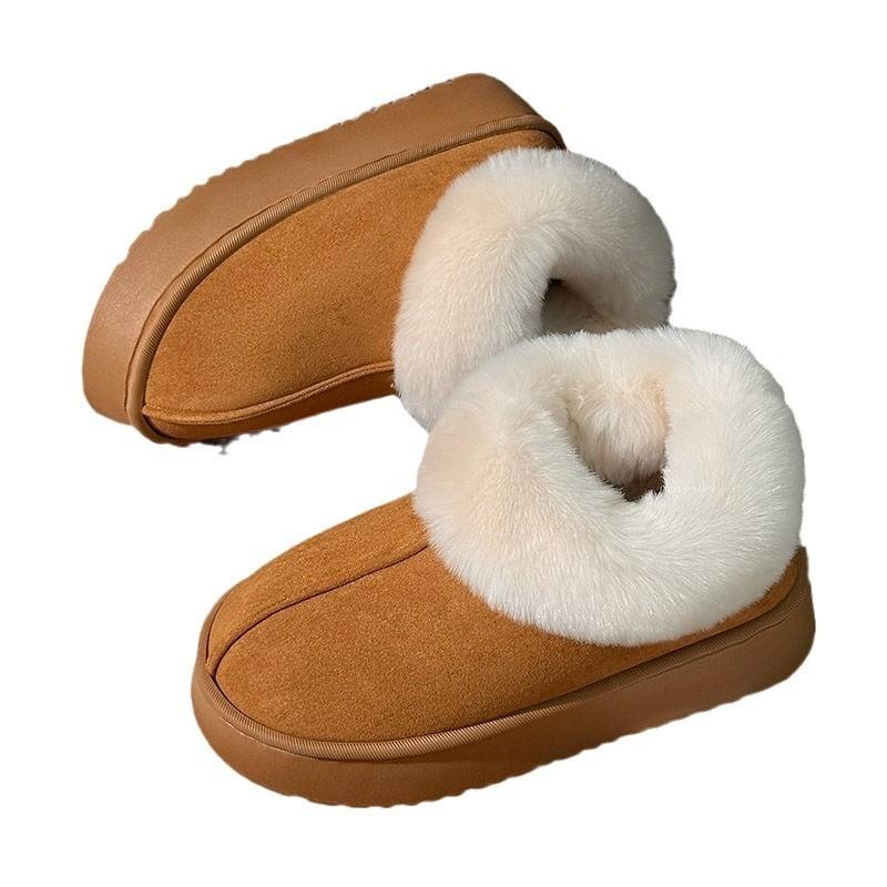 Cotton Slippers Women's Autumn and Winter New Indoor Home Warmth Thick Bottom Non-slip and Dirt-resistant Plush Outer Cotton Shoes