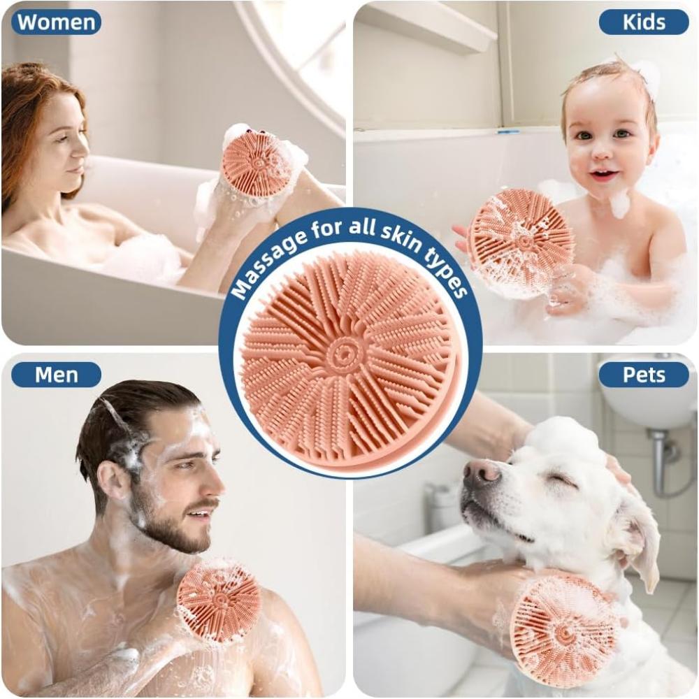 Gentle exfoliating silicone body scrub bath brush Exfoliates and deeply cleanses the skin. The ergonomic handle of the bath brus