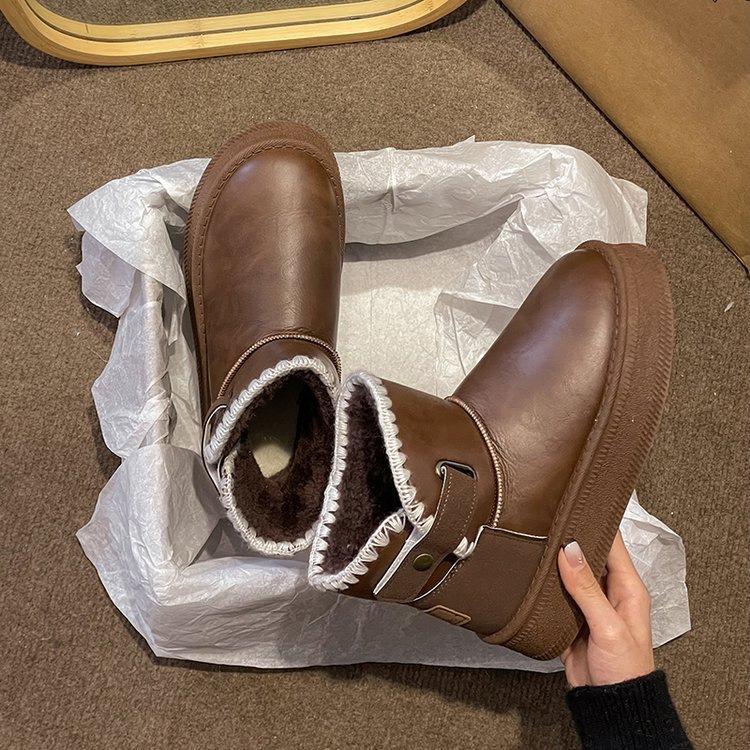 Fleece thickened non-slip thick-soled snow boots, new winter heightening warm bread cotton shoes