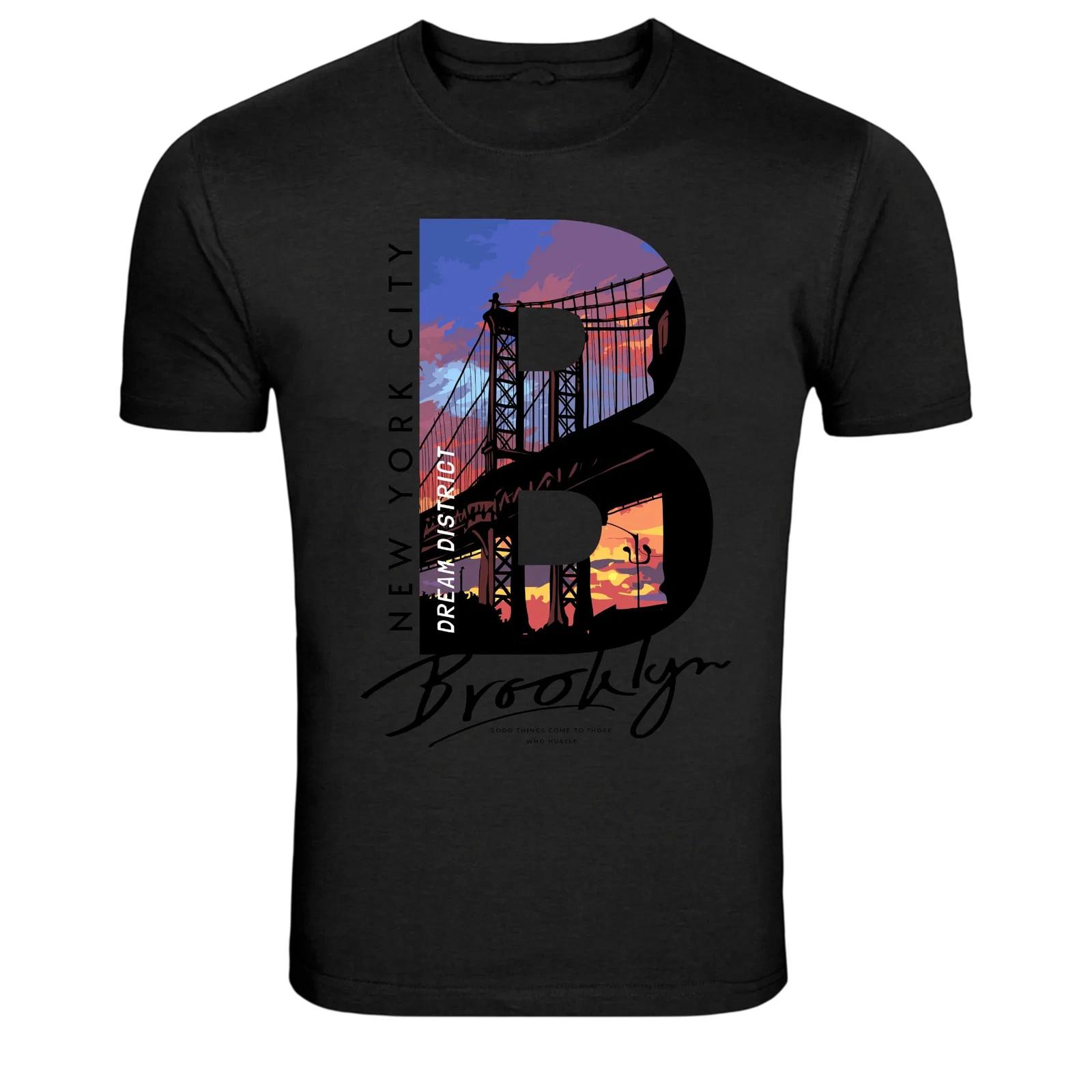 Brooklyn Dream District Bridge Sunset Graphic T-Shirt S
