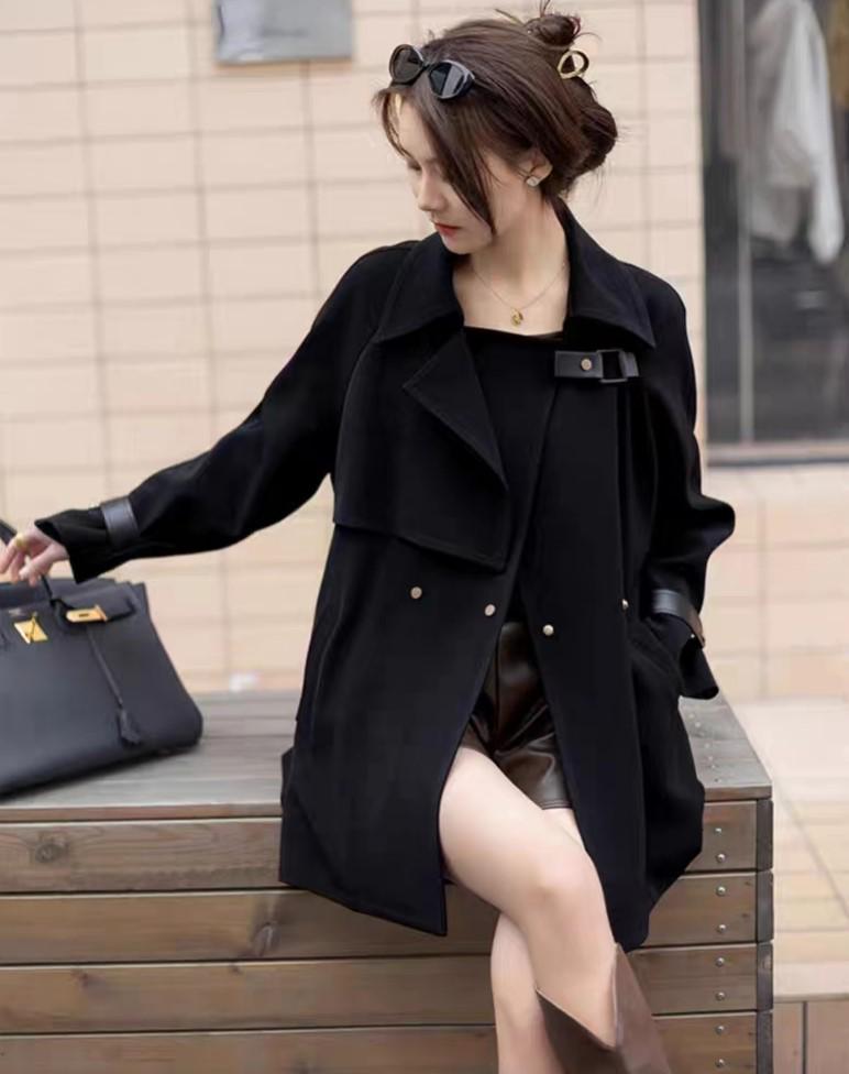 Women's Mid-Length British Style Khaki Trench Coat - Double-Breasted Spring/Autumn 2025 Trend