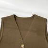 Women'S Winter Sleeveless Top Single Breasted French V-Neck Cardigan Vest