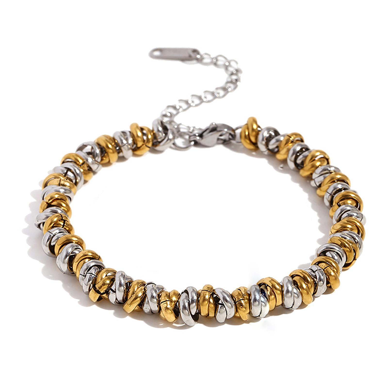 

Elegant Beaded Bracelet Braided Necklace Stylish Jewelry Stainless Steel Texture Suitable for Parties and Celebrations A