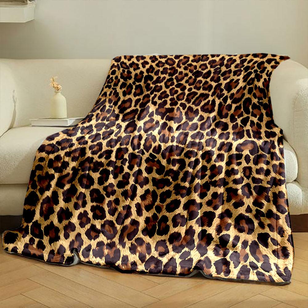 Leopard-style Pattern with Dark Irregular Spots On a Golden Background. for All Seasons Blanket Lunch Break Throw Gift