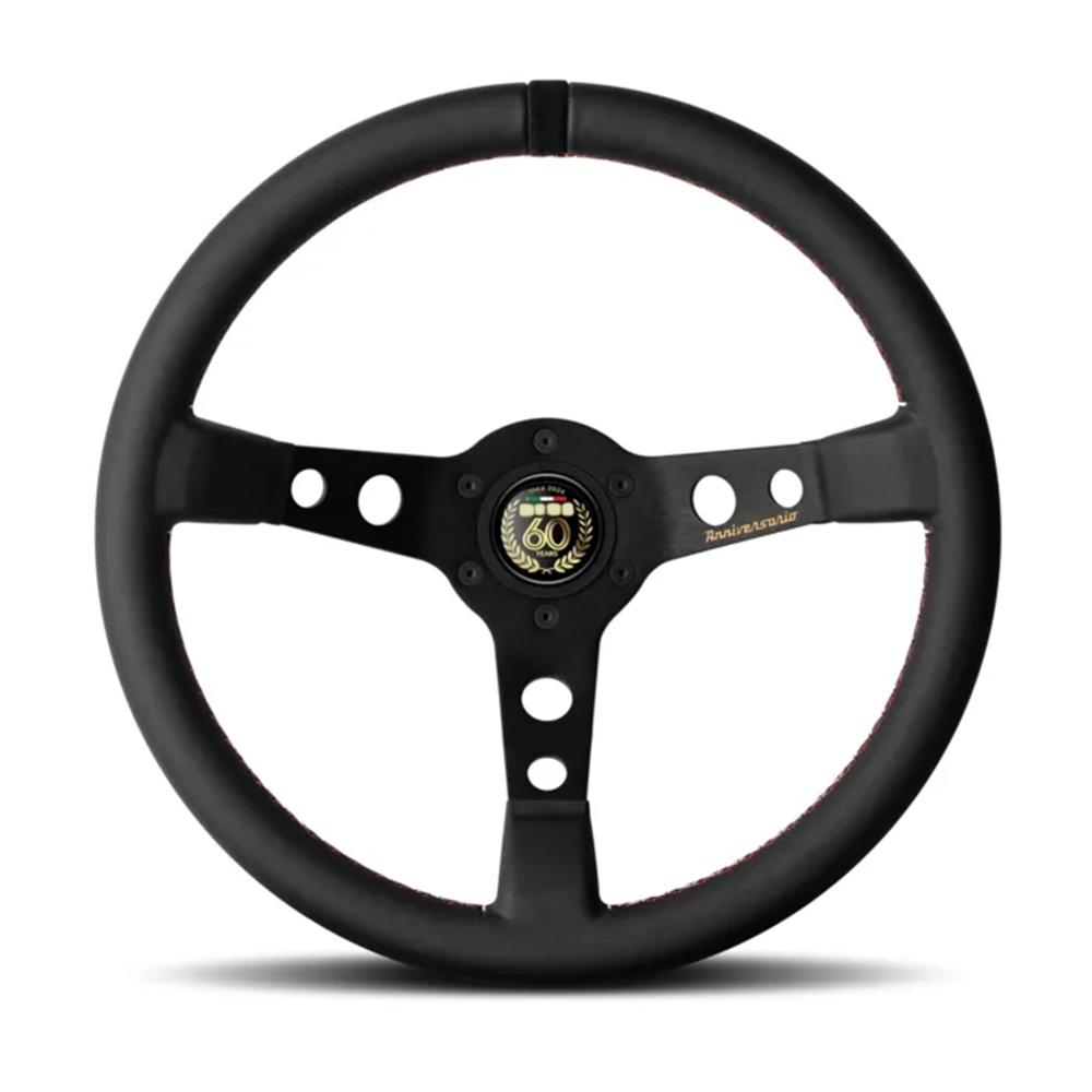 Racing 350MM JDM 60th Anniversary Edition Leather Steering Wheel Universal Modified Drift Rally Sport MxO Steering Wheel 60th Anniversary