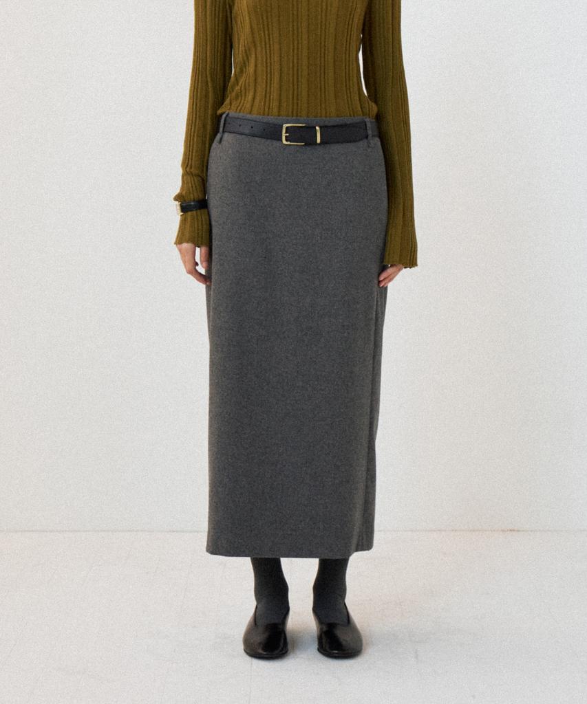 Howaseu Line Slit Skirt (Charcoal)