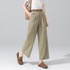 Auroral Style Khaki Green Ultra Anti-Wrinkle Women's Wide-Leg Pants - Soft, Comfortable, and Stylish for 2026 Spring/Summer.