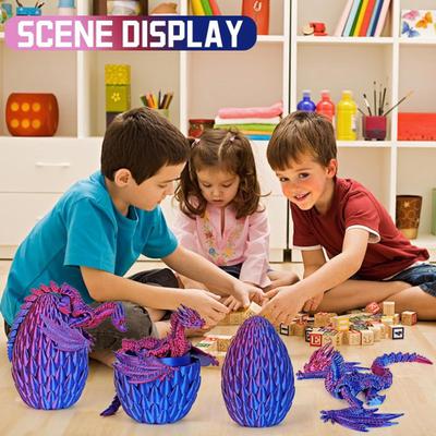 3D Baskılı Ejderha Yumurtası Figürü Hareketli Eklemli Uçan Ejderha Figürü Fidget Oyuncak Eklemli Ejderha İçinde Ejderha Yumurtası Dekorasyon Süsü