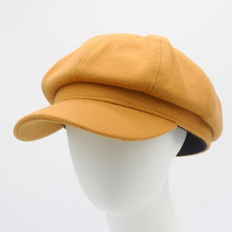 Popular Versatile Beret Autumn and Winter Solid Color Fashion Newsboy Hat Trend Painter Hat Retro Octagonal Hat