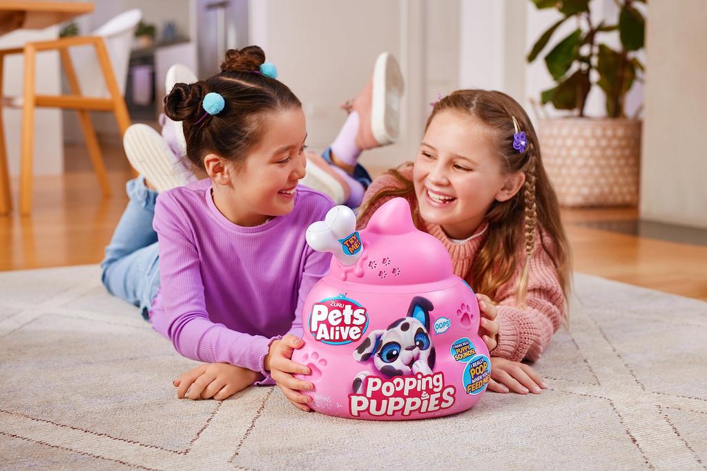 ZURU Pets Alive Poop Puppy (Pug) Surprise Puppy Plush Toy, Ultra Soft Stuffed Animal, Interactive Toy Pet, Electronic Pet Puppy for Girls and Kids