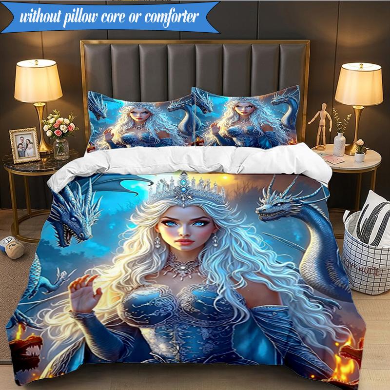 3PCS Dragon Queen's Majesty Bedding Set,Including 1pc Duvet Cover And 2pcs Pillowcases Perfect for Bedroom, Dormitory, Fan Christmas gift