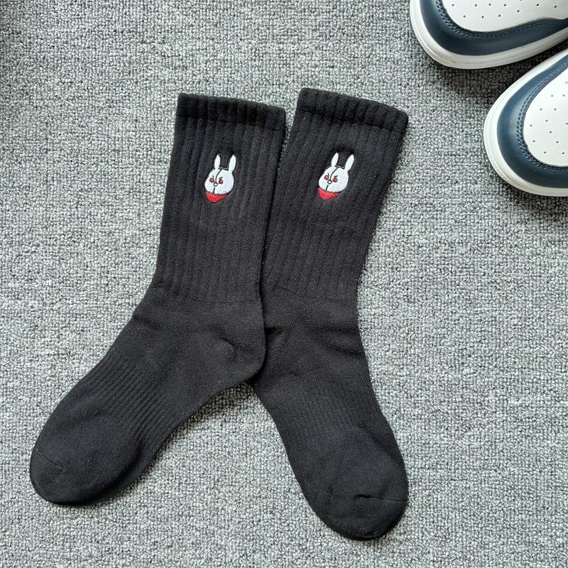 Cityboy Men's Trendy Cartoon Embroidery Mid-Calf Socks - Sweat-Absorbing Sport Socks for Autumn & Winter