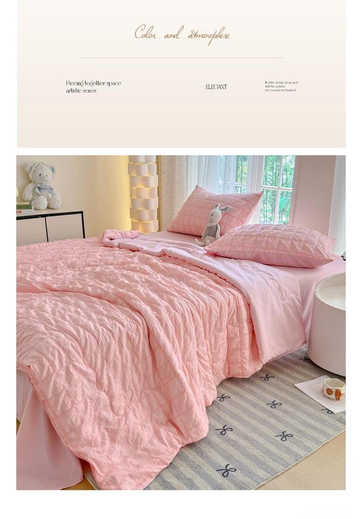 Premium Stylish Gauze Summer Quilt Set - Washable 4-Piece Air Conditioning Thin Quilt for Dorms