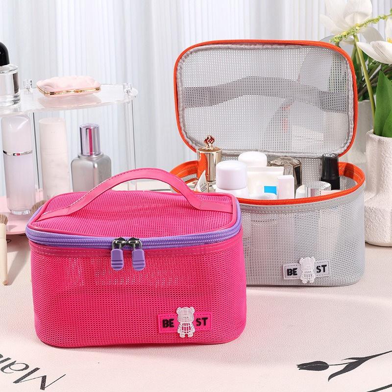 Women'S  Transparent Mesh Travel Cosmetic Bag Storage 1 Layer Toiletry Bag Large Capacity Make Up Organizer Bag