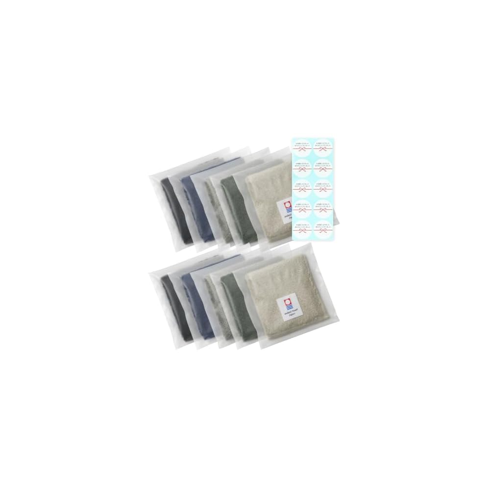 Aso Sticker-Attached Imabari Towel Handkerchiefs, Individually Wrapped, 22cm Square, Absorbent,