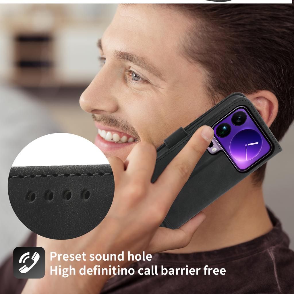 DIERFENG DF-03 For Xiaomi 17 Pro Max Case Lines Imprint Wallet Leather Phone Cover with Wrist Strap