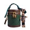 Fashion High Luxury Women's Bucket Bags Cute Cartoon Bear Letter Embossed Cylinder Messenger Bag with Exquisite Pendant Ladies Single Shoulder Bags