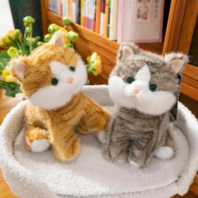 Soft Plush Cat Toy Kids Adults - Cuddly Striped Kitten Pillow PP Cotton Filled 22cm Or 28cm Ideal Sleep Companion Home