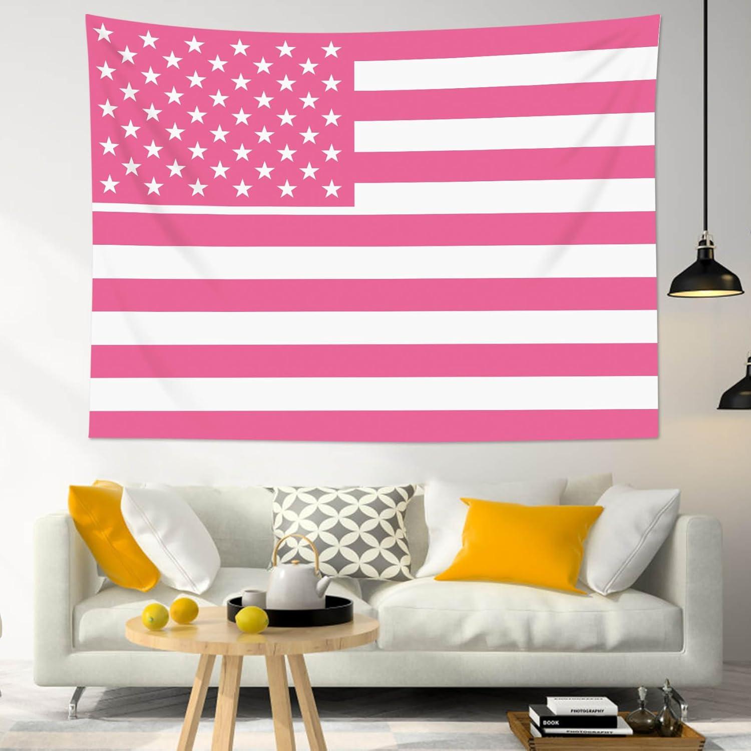 American Flag Pink Wall Tapestry by weeneo 75x100 чёрный
