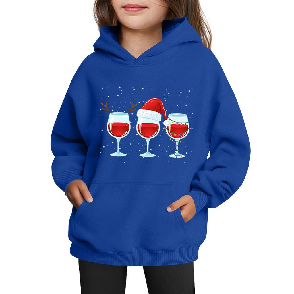 Толстовки для девочек-подростков Худи с длинным рукавом на шнурке Пуловер Милое принтованное Худи оверсайз Рождество