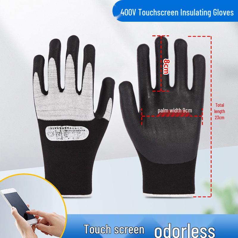Electrician's Insulating Anti-Slip Gloves - Wear-Resistant, 400V/380V/220V Protection