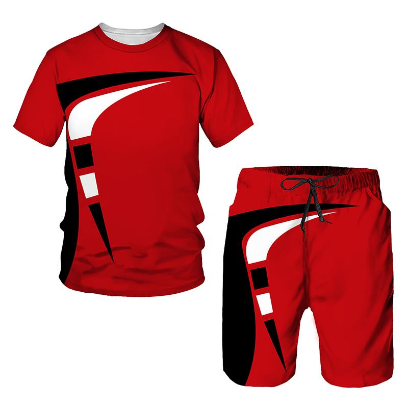 

New Summer European and American Oversized Men s Trend Casual Tracksuits 2026 3D Digital Print T-shirt Shorts Set 2 Piece Outfit S