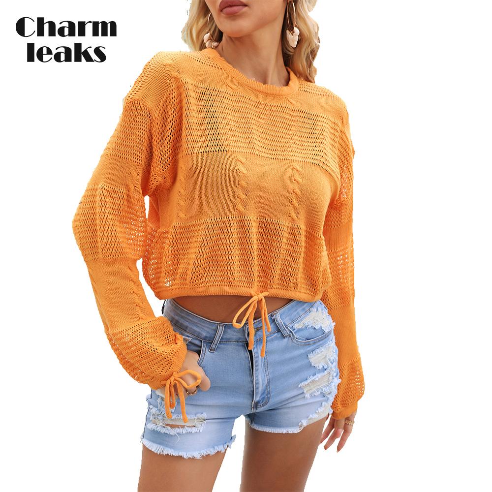 

Charmleaks Женская вязаная пляжная футболка от солнца бикини с завязками шорты большого размера сарафан M