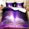 Magic Book Duvet Cover Set Purple Light Book Comforter Cover Lightweight Polyester Quilt Cover With Pillowcase For Kids Teens