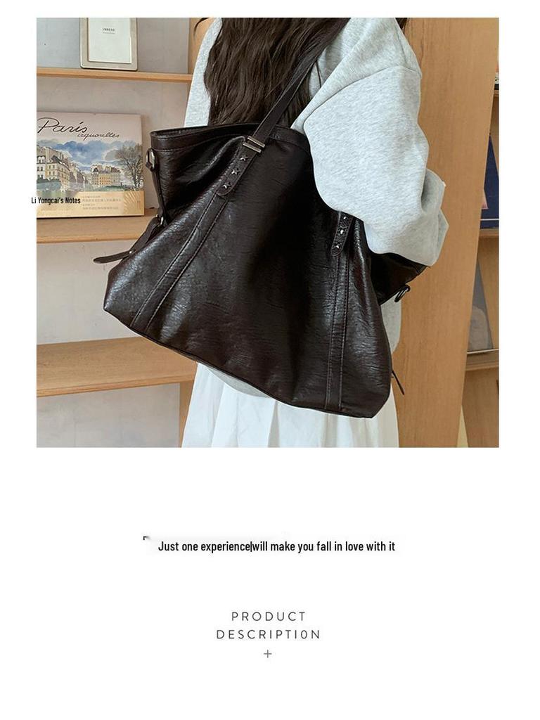 Damska Retro Torba Tote z Miękkiej Skóry - Duża Pojemność, Prosta i Wszechstronna Torba na Ramię