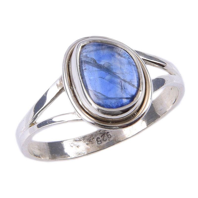 Natural Kyanite Gemstone Handmade 925 Solid Sterling Silver Ring Size 10 O4r30
