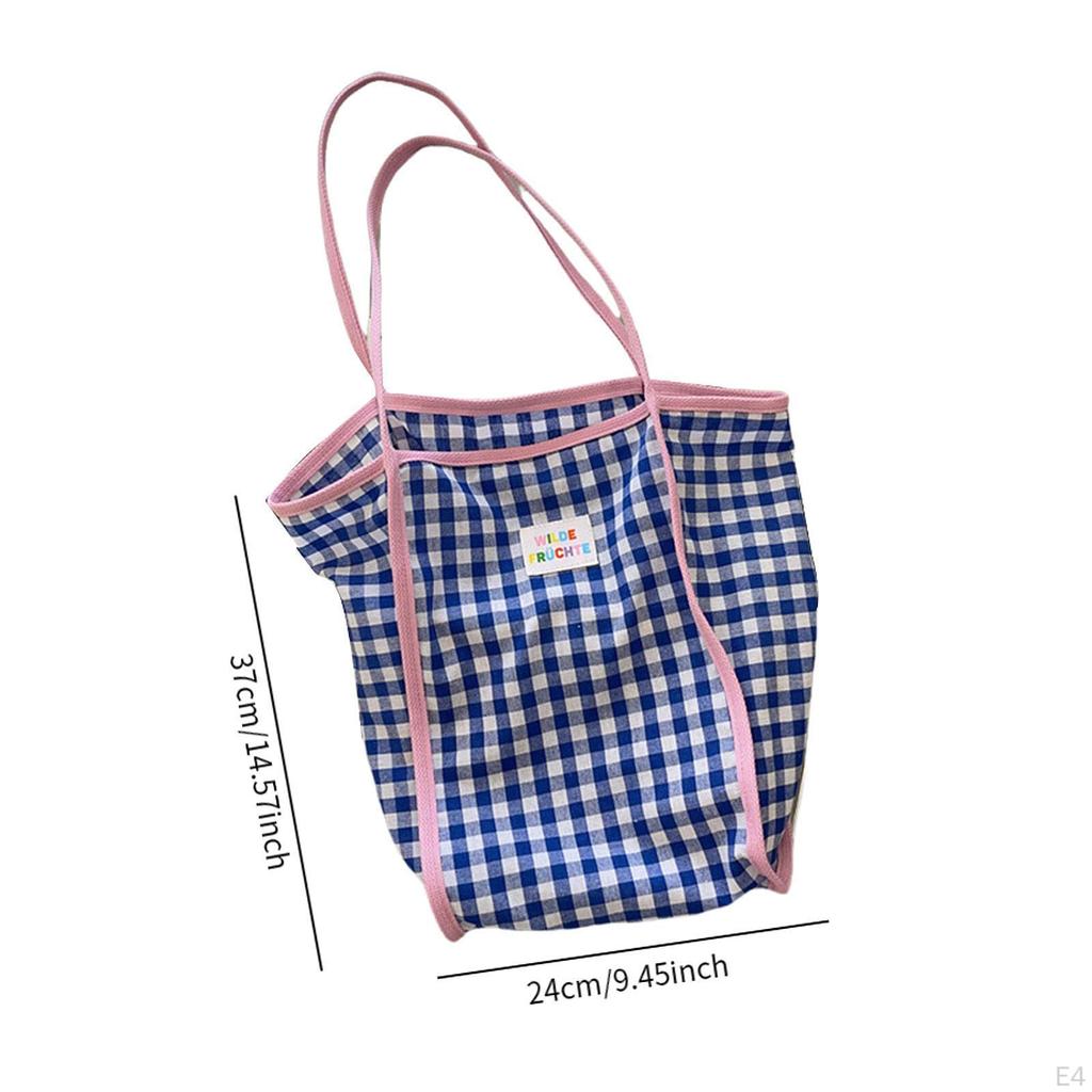 Women Shoulder Bag Checkered Pattern Casual Shopping for Work Outdoor Spring